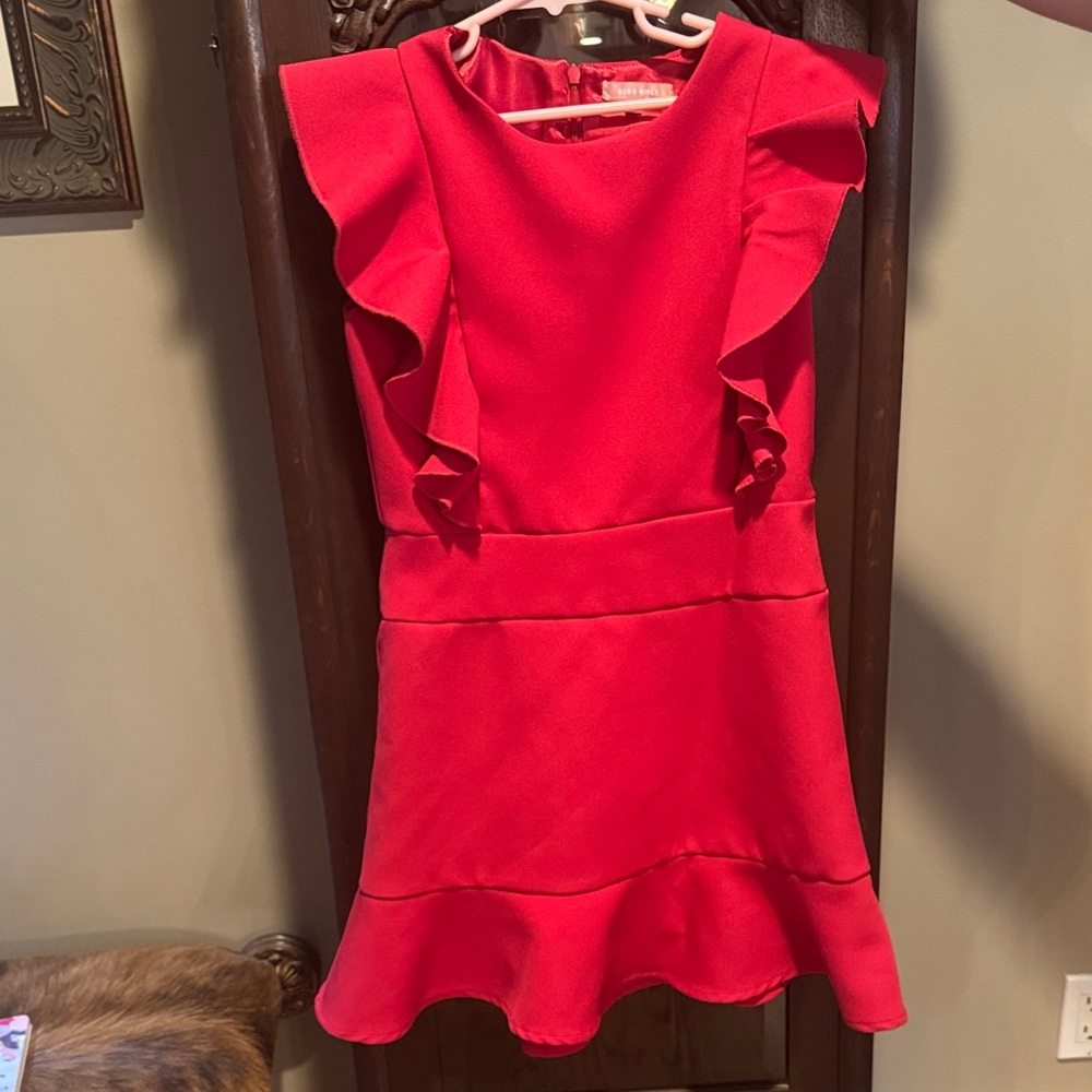 BCBGirls Vibrant Red Formal Dress with Ruffle Details